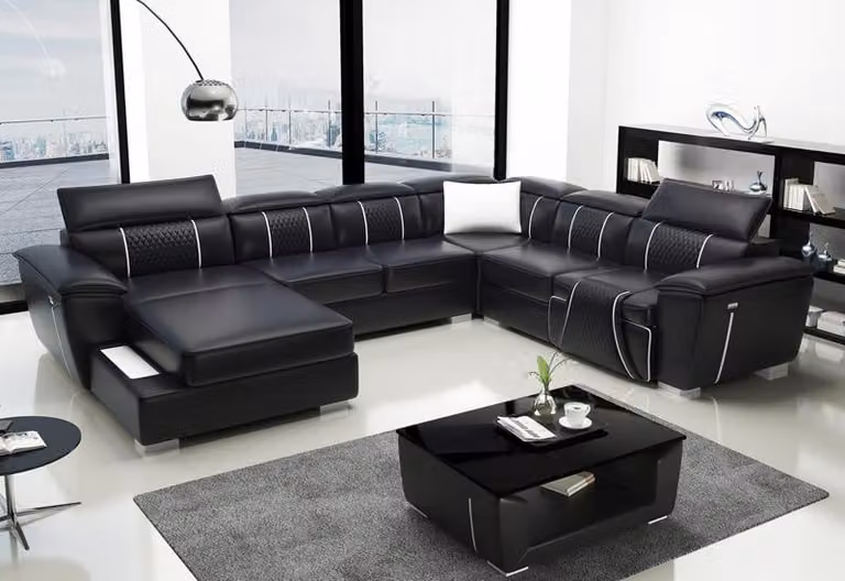 Big U-Form Ecksofa Sofa Couch Polster Garnitur Leder Wohnlandschaft