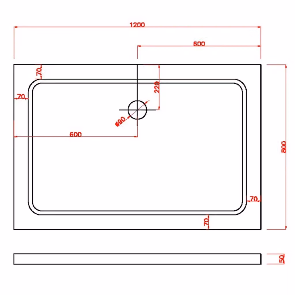 Piatto doccia rettangolare LANERI mod. Selene in acrilico bianco L: 120 cm, P: 80 cm, H: 5 cm – 2