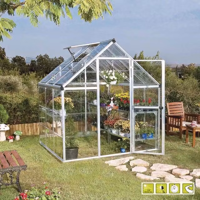 Serra da Giardino Verdemax in Alluminio e Policarbonato Trasparente con Finestra, L/P/H: 209 x 185 x 184 cm