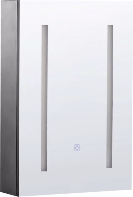 Mobile bagno moderno BELIANI in legno e vetro nero con illuminazione LED integrata e ante soft-close, L: 60 cm, H: 40 cm, P: 12 cm