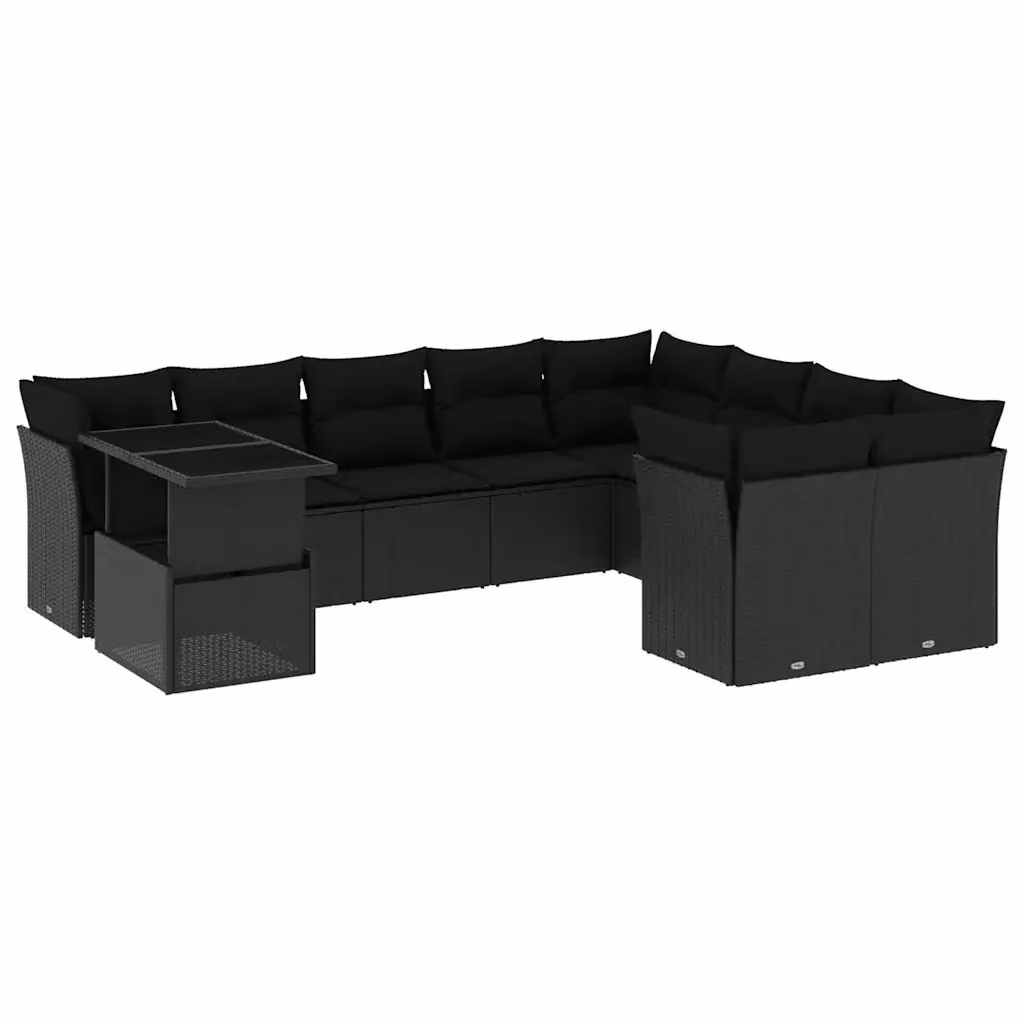 Set Divani da Giardino vidaXL a Forma a L con Tavolino, Cuscini e Struttura in Metallo Nero – 2