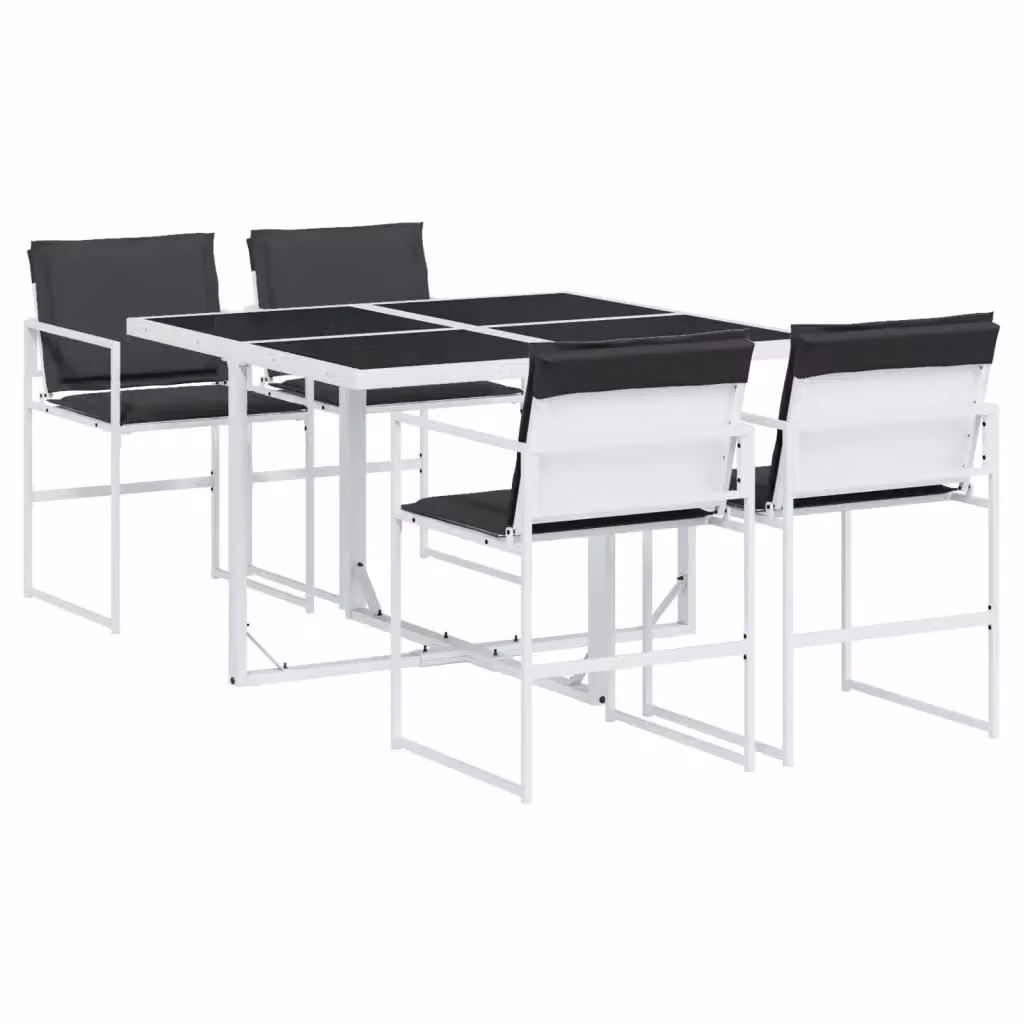 Set da pranzo da giardino vidaXL in metallo e vetro con 5 sedie, Bianco e Antracite – 2