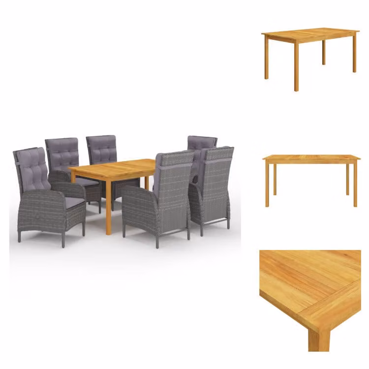 vidaXL set da pranzo da giardino 7 pezzi grigio - Set di mobili da giardino