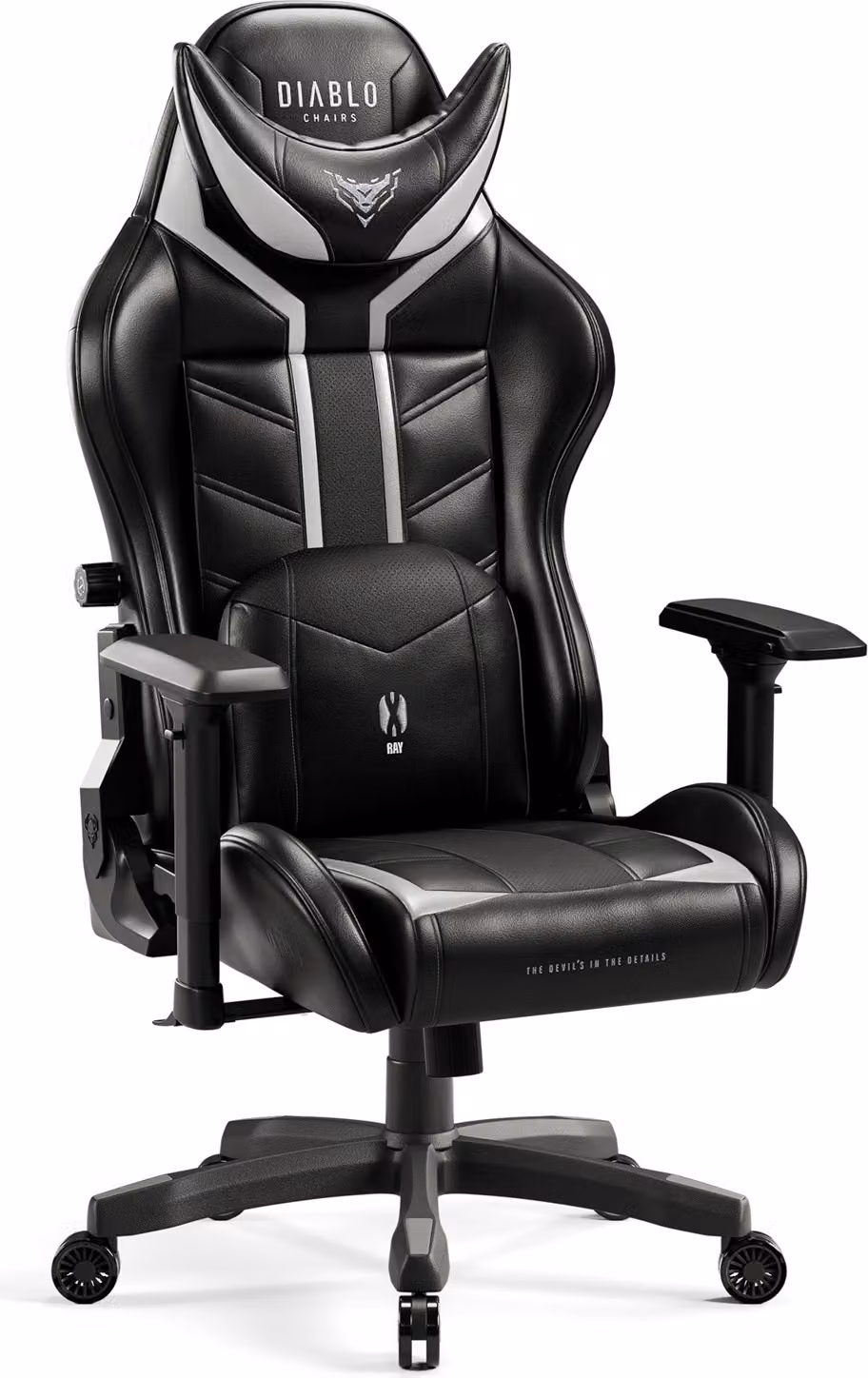 Diablo X-Ray Gaming Chair Sedia da ufficio Sedia da scrivania per bambini Sedia da scrivania Braccioli Ergonomica Colore: bianco-nero, Taglia Small