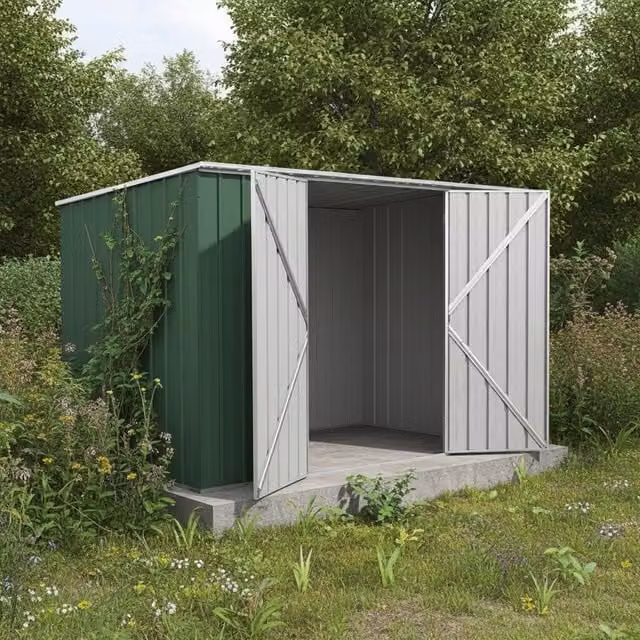 Casetta giardino lamiera Box in Acciaio Zincato 345x186cm x h1.92m - 98KG - 6.42mq - VERDE