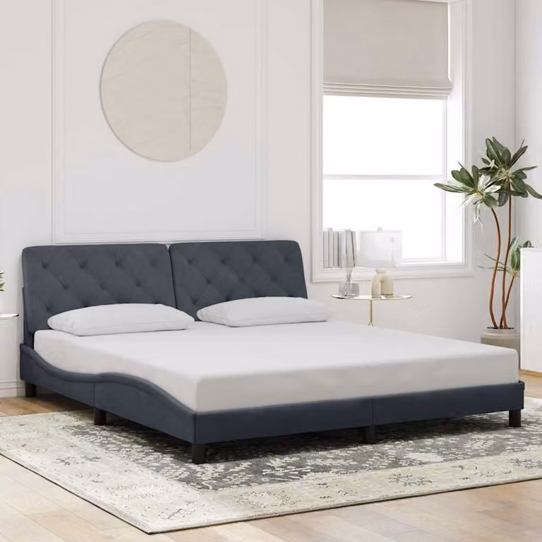 vidaXL Giroletto senza Materasso in Velluto Grigio L/P/H: 180 x 200 cm