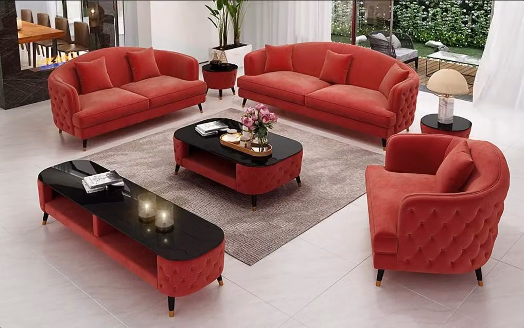 Sofagarnitur Set 3+2+1 Sitzer Couchtisch Sideboard Garnitur Design Moderne 7tlg