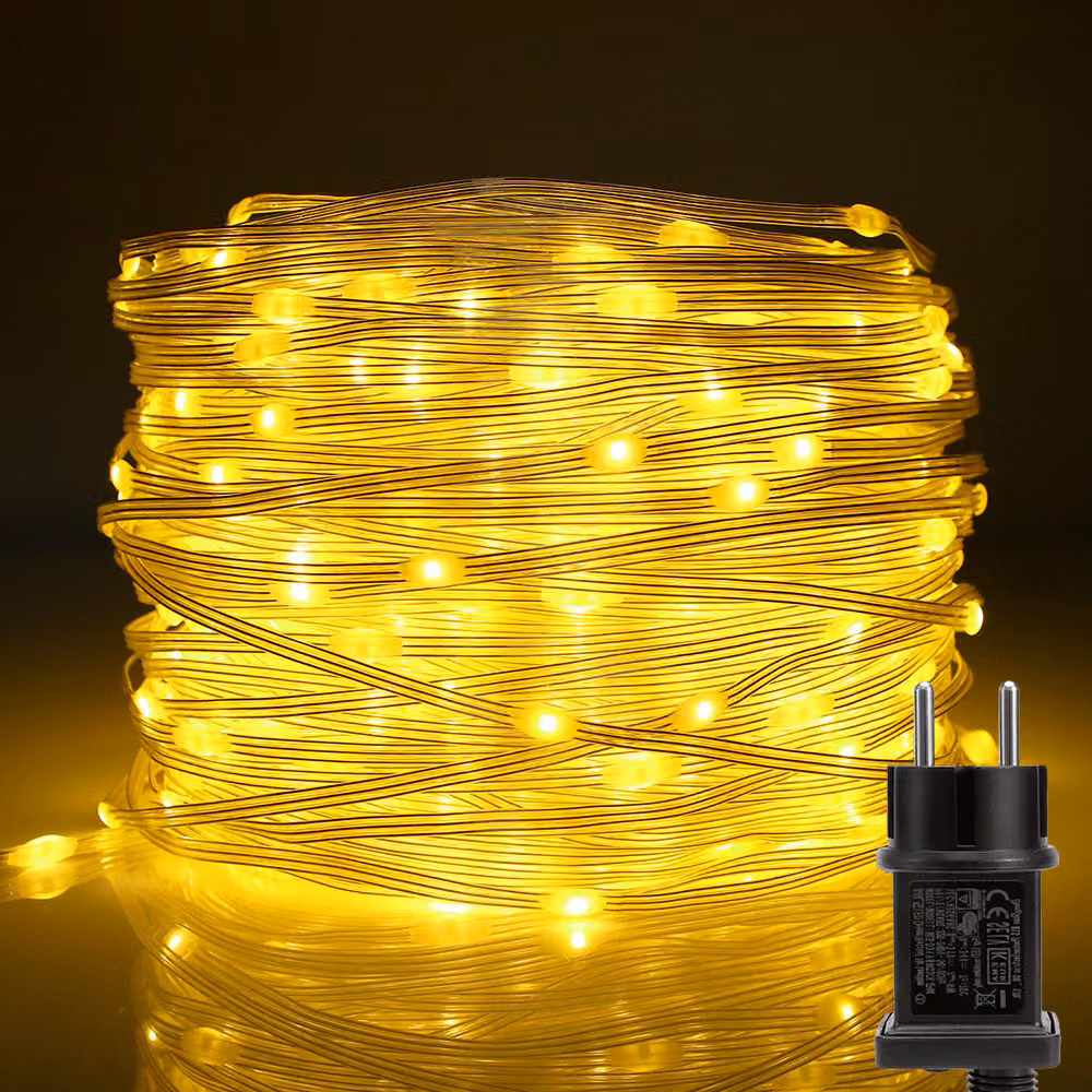 10m 100 LED luci fiabesche 8 modalità di luce impermeabile festa interna giardino decorazione luci di Natale, bianco caldo