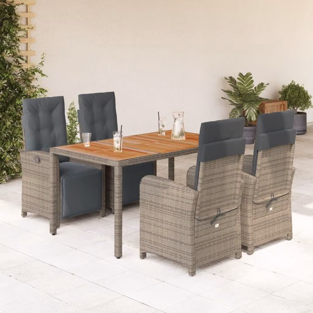 Maison Exclusive - Set da pranzo da giardino 5 pezzi con cuscini grigio in polyrattan