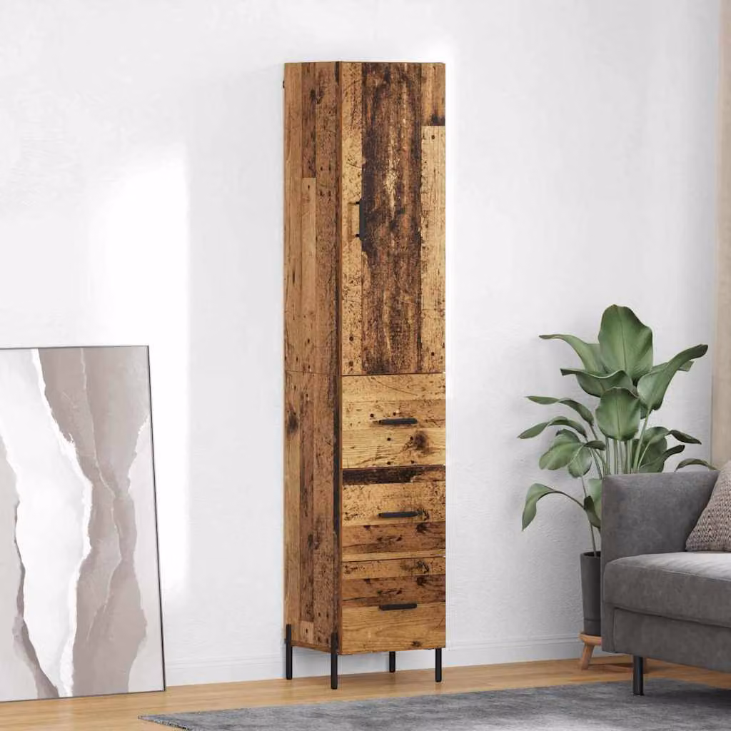 Credenza moderna vidaXL in legno e metallo marrone con ante a battente e ripiani interni L/P/H: 34,5 x 34 x 180 cm