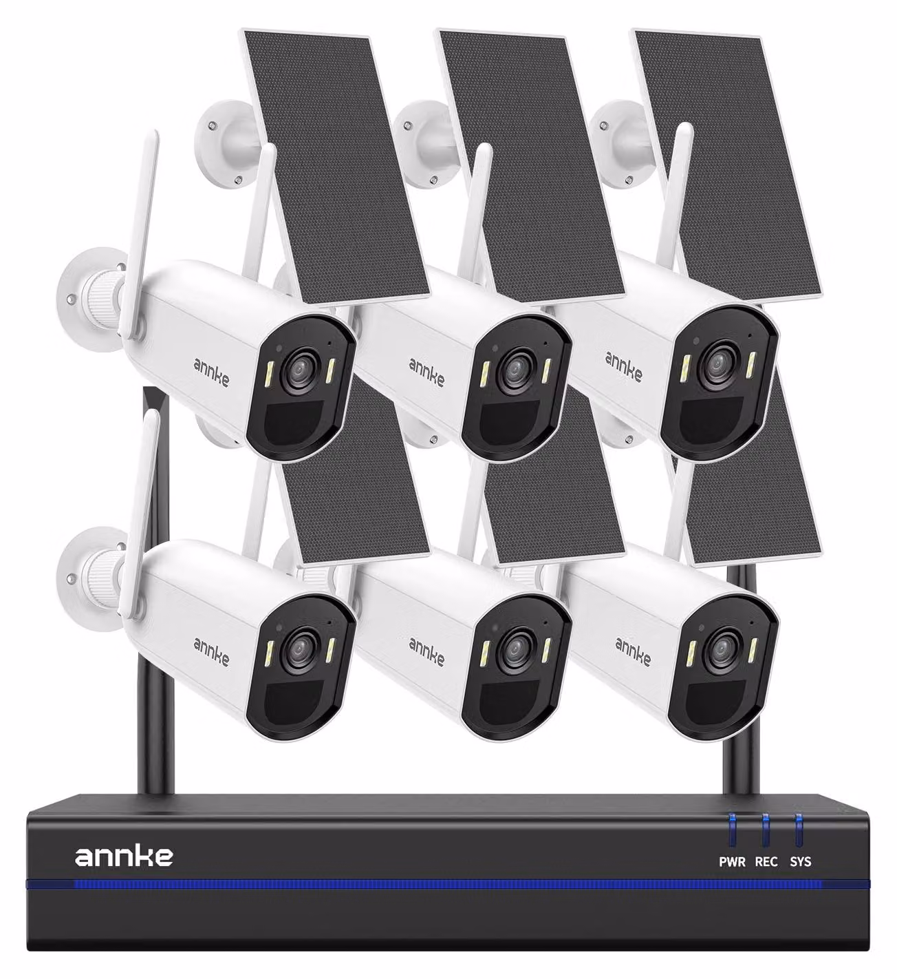 Sistema di telecamere solari wireless, risoluzione 4MP, funzione di visione notturna, 16 canali, 6 telecamere. Nessun [elemento mancante/informazione aggiuntiva]