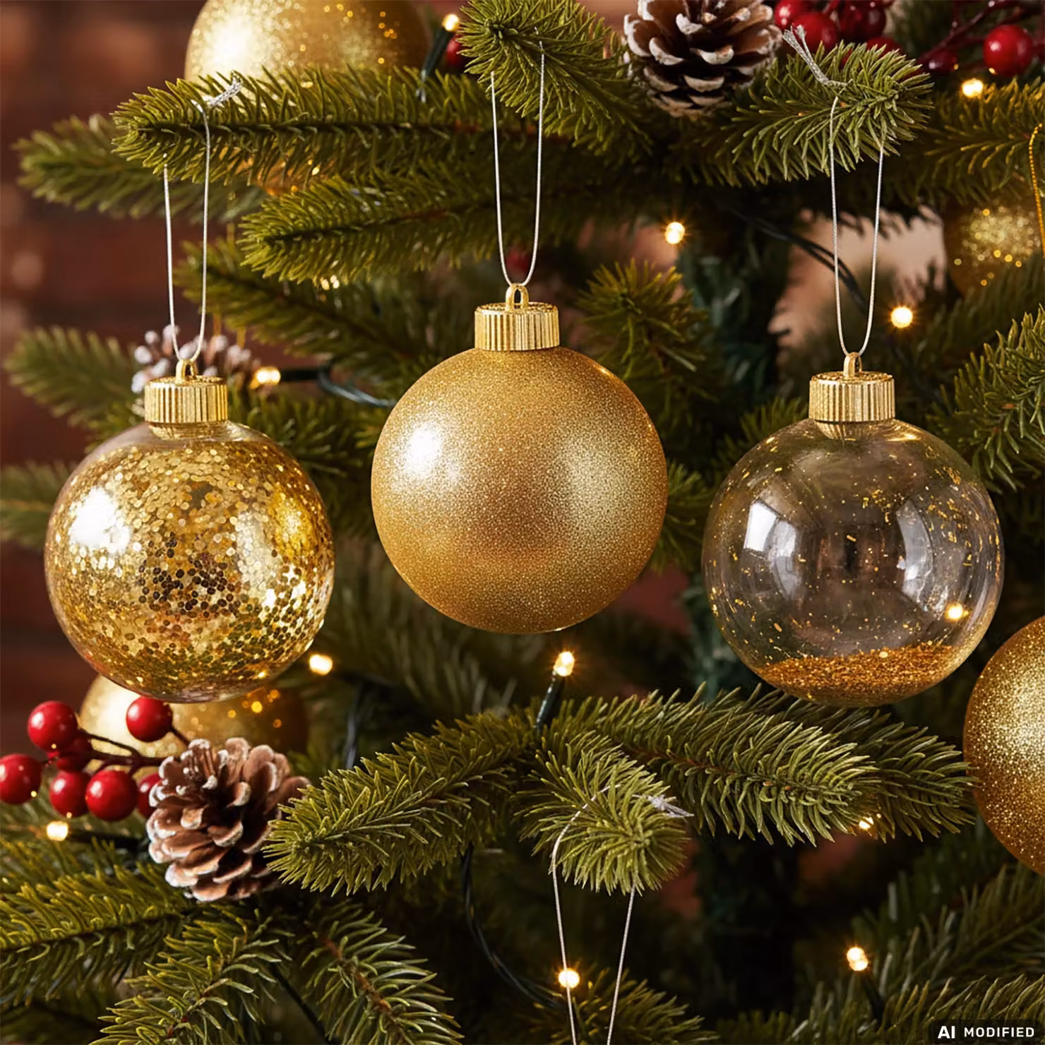 Set di 6 palline di Natale Vestiamo Casa, colore oro, diametro: 8 cm – 2