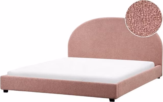 Letto rosa pastello in Boucle 180 x 200 cm Design minimalista retrò
