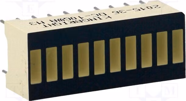 1x Display: LED 25,4x10,16mm DC-10GWA. Altri display LED: 2,2÷5,6 mcd. Barra luminosa verde