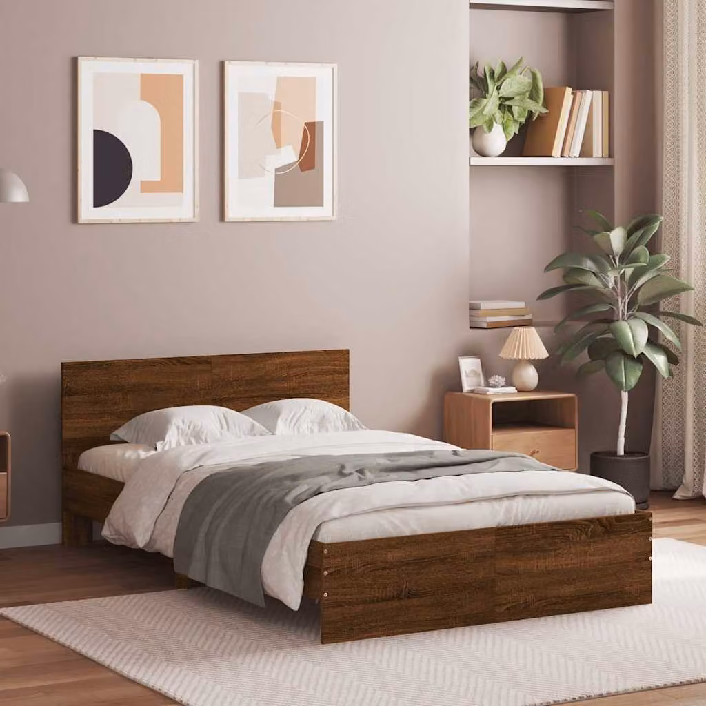 vidaXL Giroletto con Testiera in Rovere Marrone, L: 140 cm, P: 193 cm, H: 70 cm – 1