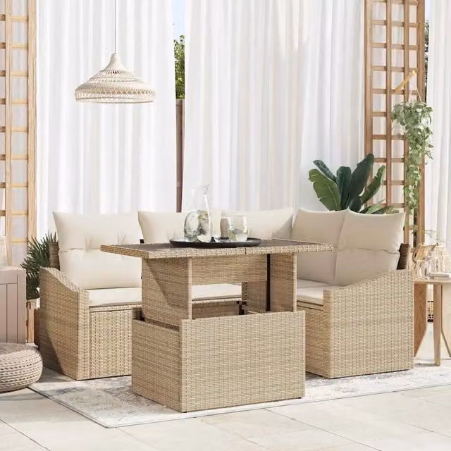 Set Divano da Giardino 5 pz Beige e Crema 3357734
