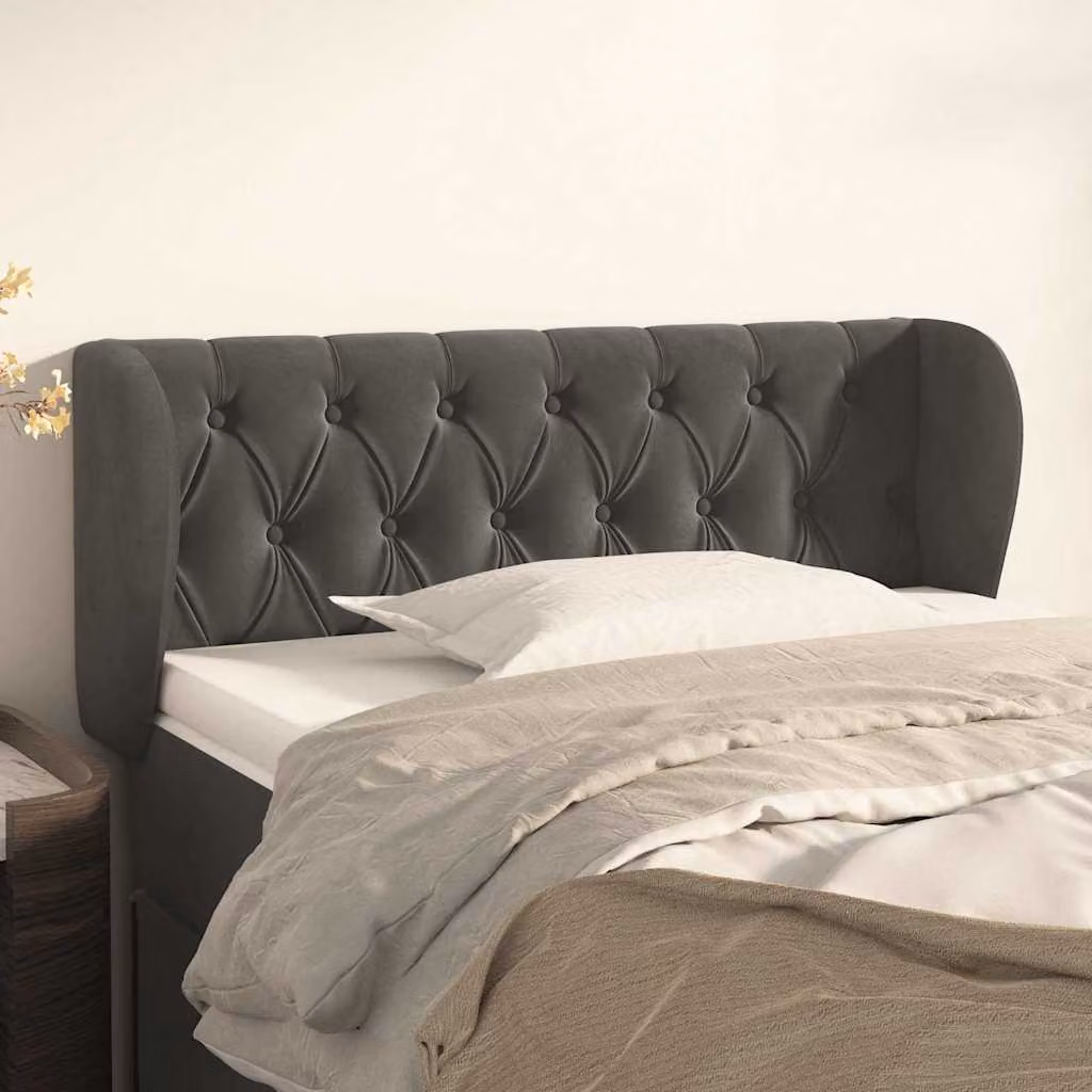 Testiera ad orecchio vidaXL in velluto grigio scuro L: 93 cm, P: 23 cm, H: 78-88 cm