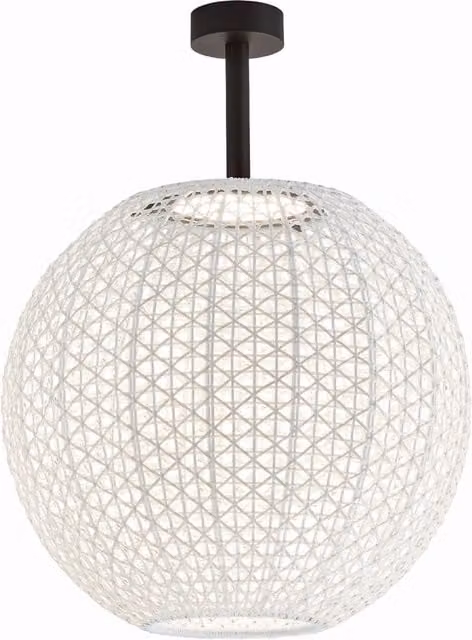 Plafoniera Outdoor Bover Nans Sphere in plastica beige e bianca con tecnologia LED dimmabile per giardino