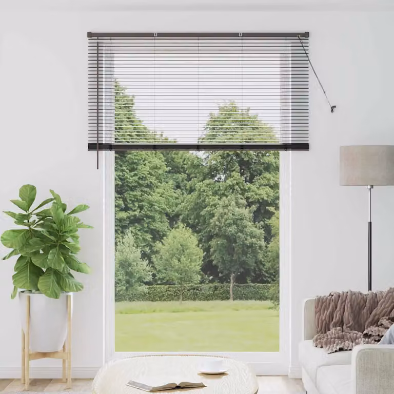 Tenda Veneziana vidaXL in Alluminio Nero, Semi-trasparente, L: 140 cm, H: 220 cm