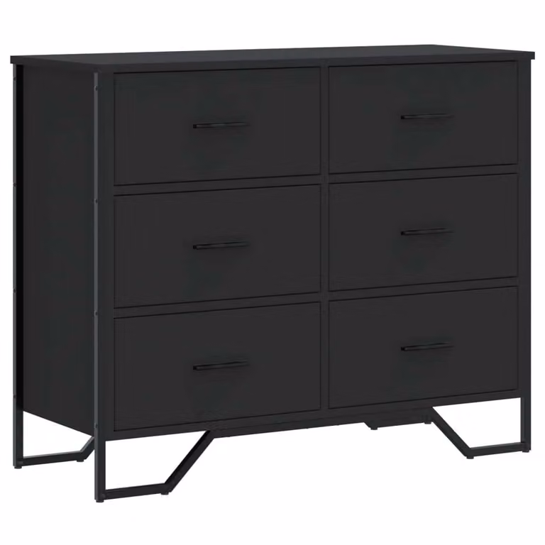 Cassettiera Nera 91x35,5x74,5 cm in Truciolato