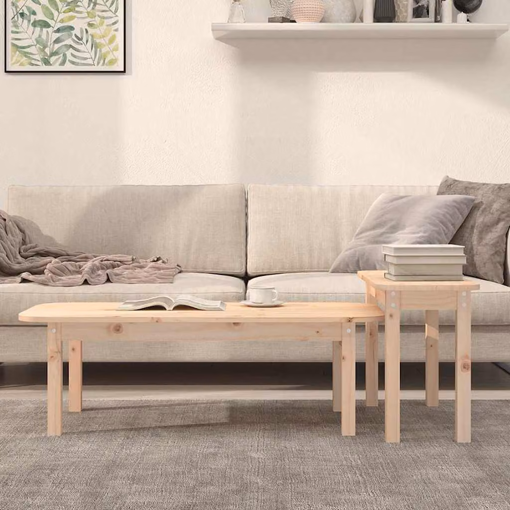 vidaXL Set Tavolini da Salotto 2 pz in Legno Massello di Pino