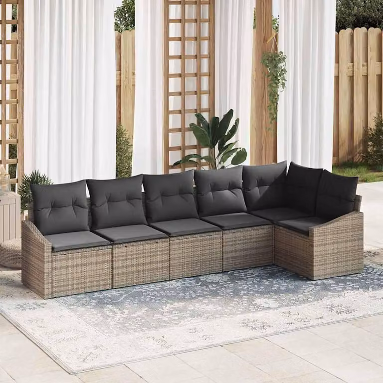Maison Exclusive - Set di divani da esterno, 6 pezzi, grigio [Materiale sintetico]: rattan sintetico