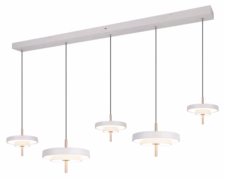 Lampada a sospensione LED, CCT, dimmerabile, regolabile in altezza, grigio, L 140 cm