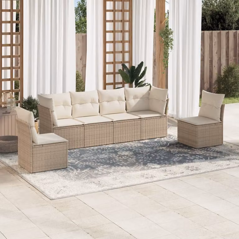 vidaXL Set Divano da Giardino a L con Cuscini Beige e Struttura in Metallo e Polyrattan