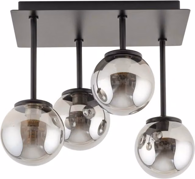 Plafoniera moderna Tulia Sigma Lighting con 4 sfere in vetro grigio e attacco G9