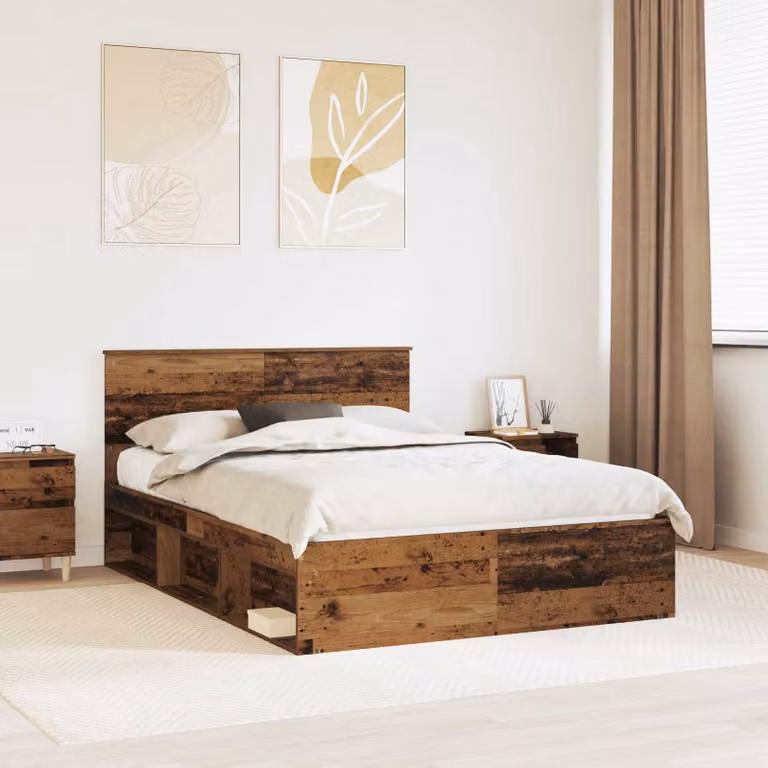 Struttura del letto in pino massello vidaXL, colore marrone, L/P: 140 x 190 cm