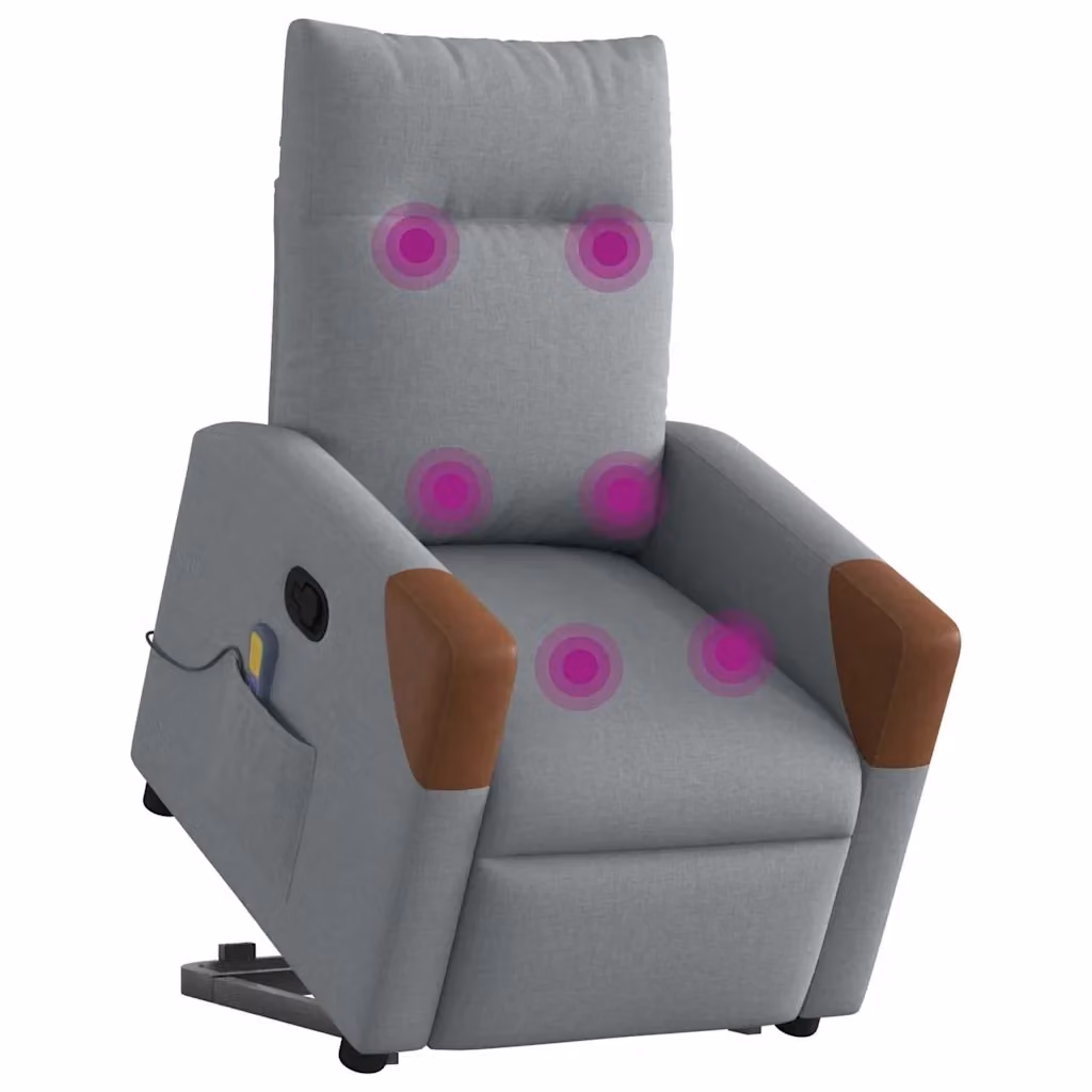 Poltrona Alzapersona Reclinabile con Massaggio vidaXL in Tessuto Grigio per Senior – 2
