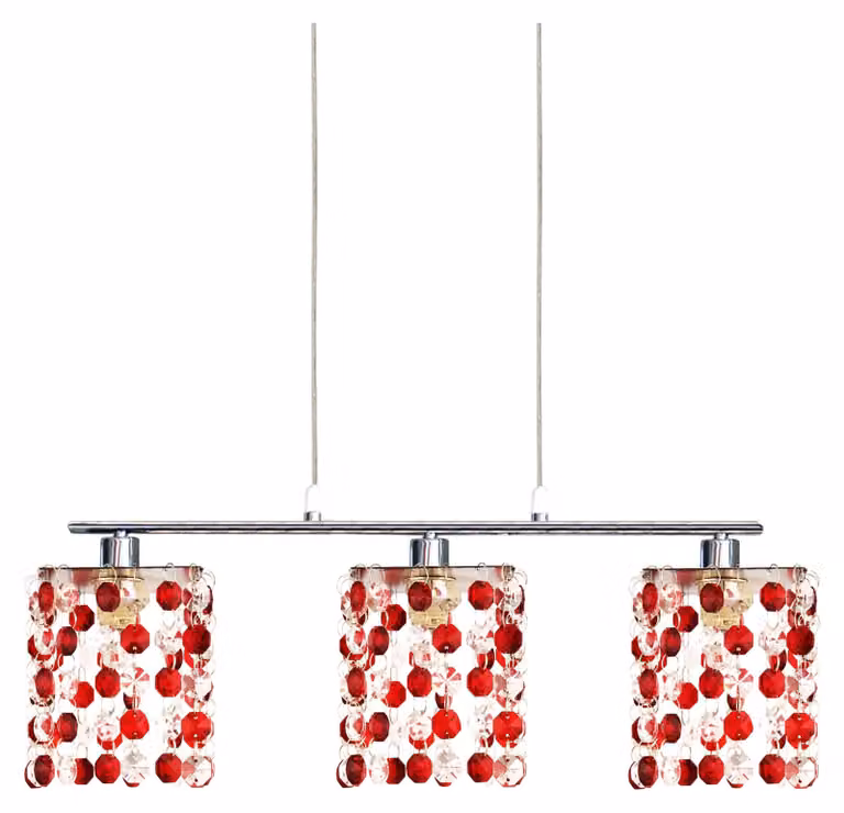 Lampada a sospensione sopra il tavolo da pranzo CLASSIC - 3xG9, 40W, cromata / rossa