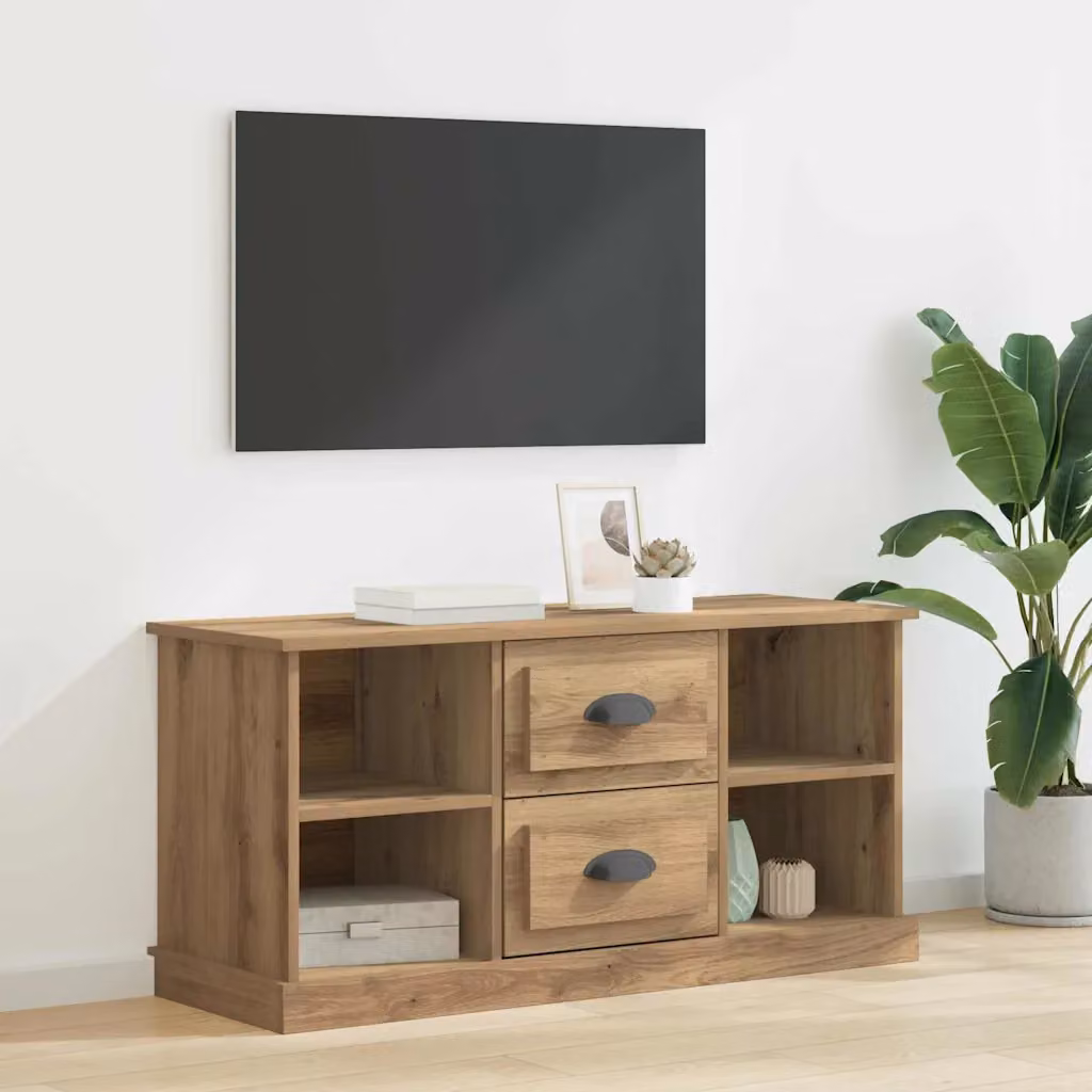 Mobile TV vidaXL in stile rustico marrone con ruote L 99,5 x P 35,5 x H 48 cm