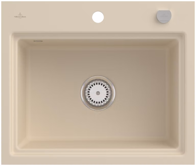 Lavello a filo V&B Subway Style 60 S Flat re, con scarico, funzionamento manuale, avorio