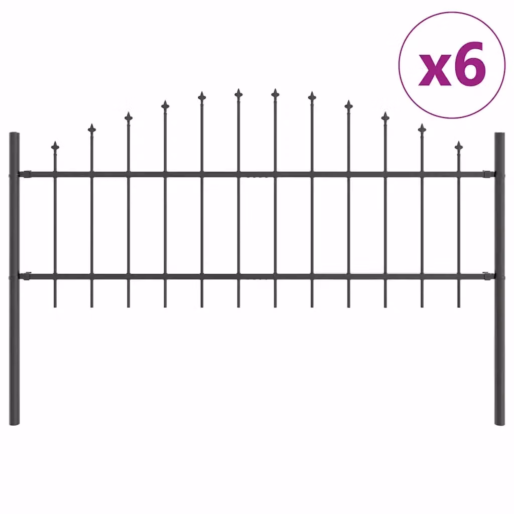 Set di 6 recinzioni per giardino vidaXL in acciaio verniciato a polvere, colore grigio, H: 170 cm, L: 115 cm – 2