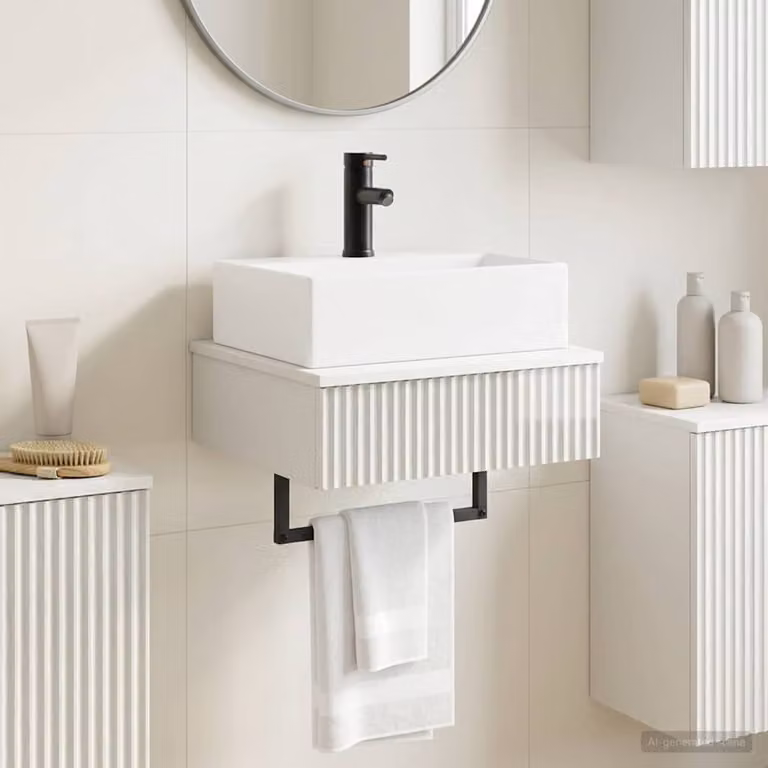 Lavabo da parete vidaXL bianco lucido rettangolare L 40 cm x P 41 cm x H 39 cm