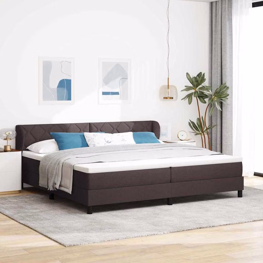 Maison Exclusive - Letto boxspring con testiera, marrone scuro, 200 x 200 cm, rivestimento in tessuto