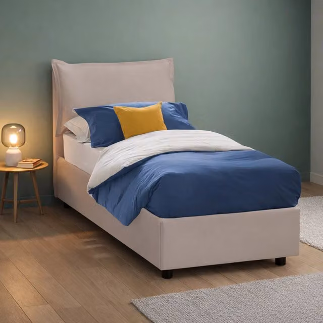 Adet, Letto Singolo Contenitore Made in Italy, Grigio Tortora