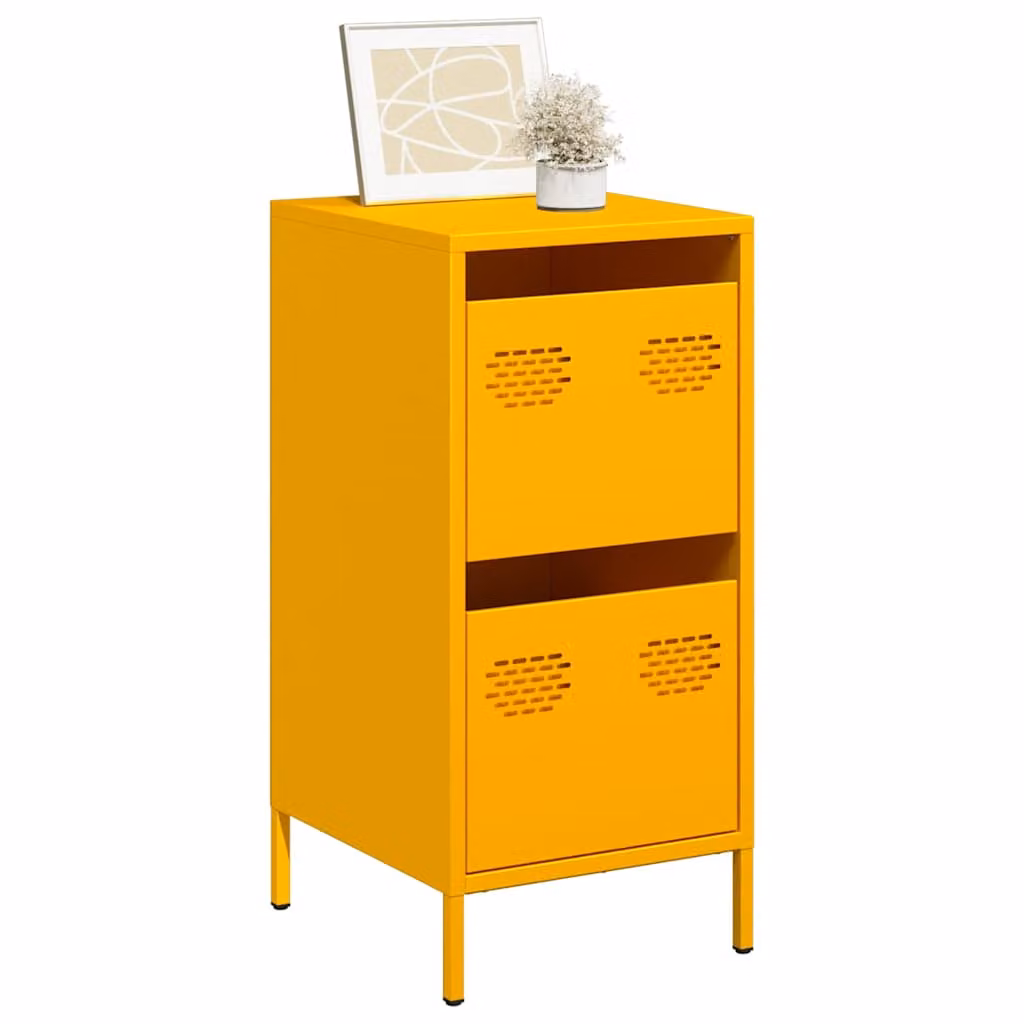 vidaXL Credenza in metallo Giallo opaco L/P/H: 35 x 39 x 73,5 cm