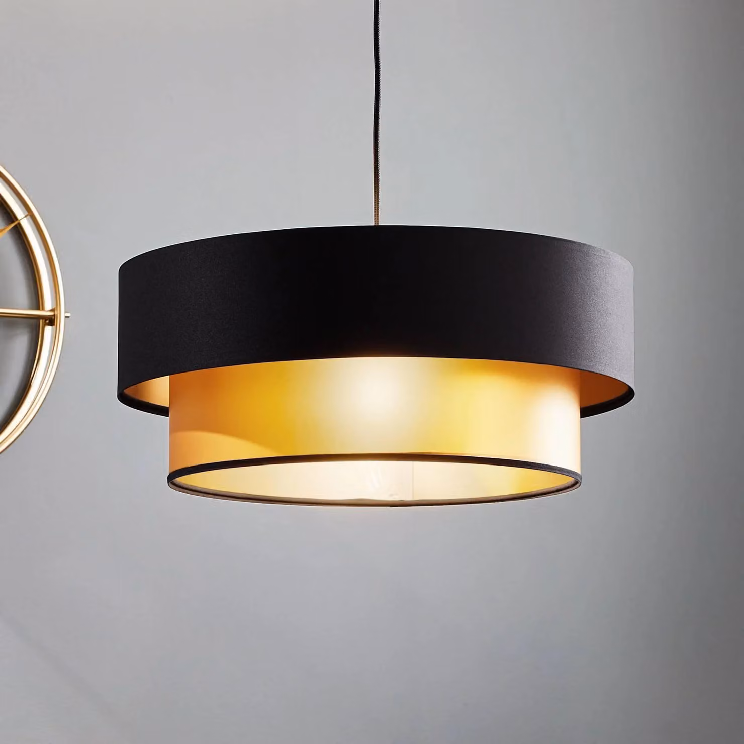 Lampada a sospensione Dorina Maco Design, dimmerabile, Nero, Soggiorno / Sala da pranzo, Plastica, Moderno, Lampada a sospensione