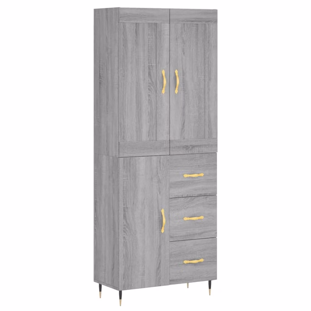 Credenza Grigio Sonoma 69,5x34x180 cm in Legno Multistrato