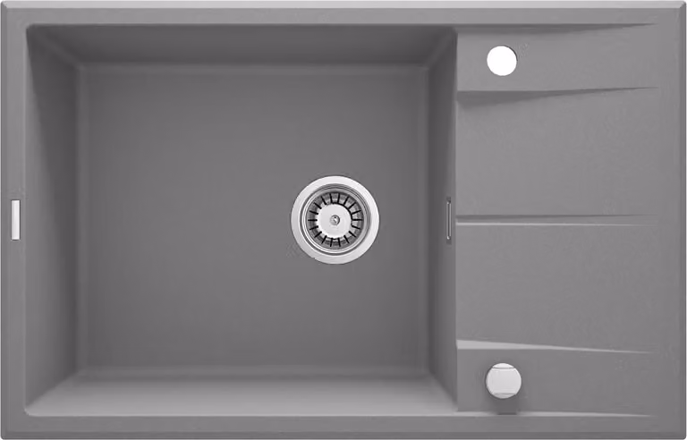 Lavello in granito a 1 vasca Eridan con scolapiatti 76x46 cm Grey Metallic - Durevole ed elegante Modello ZQE_S11B