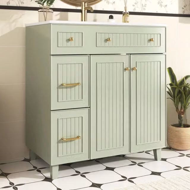 Mobile bagno REDOM verde con lavabo in ceramica L: 81,7 cm, P: 46,8 cm, H: 90 cm