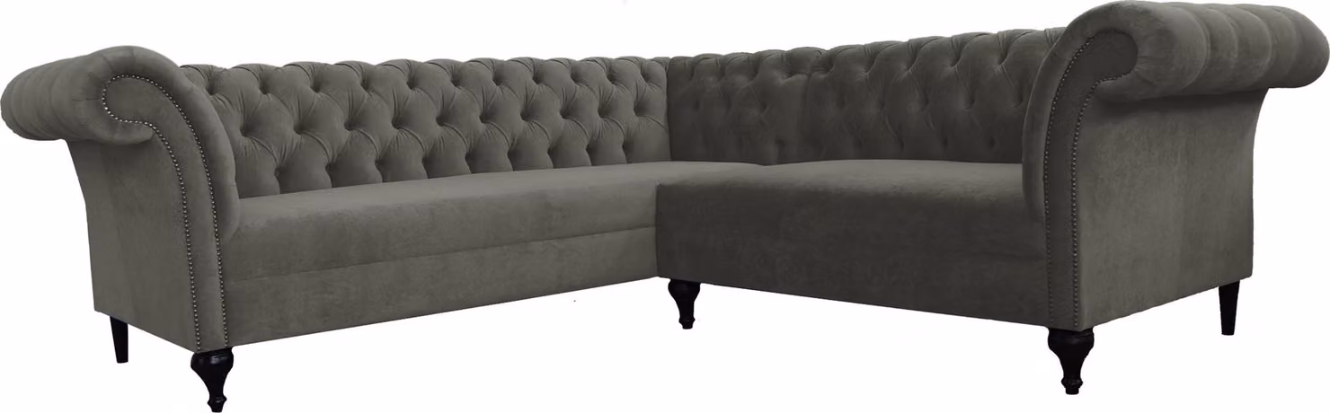 Chesterfield Ecksofa Eckcouch Designer Sofa Couch Samt Ledersofa SLIII Sofa №97