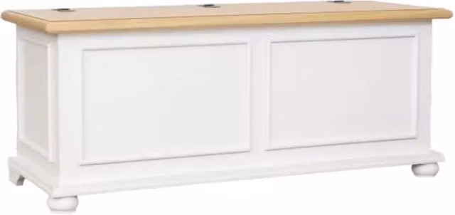 Cassapanca in legno shabby bianco naturale 120x42x50 - Mobili 2G