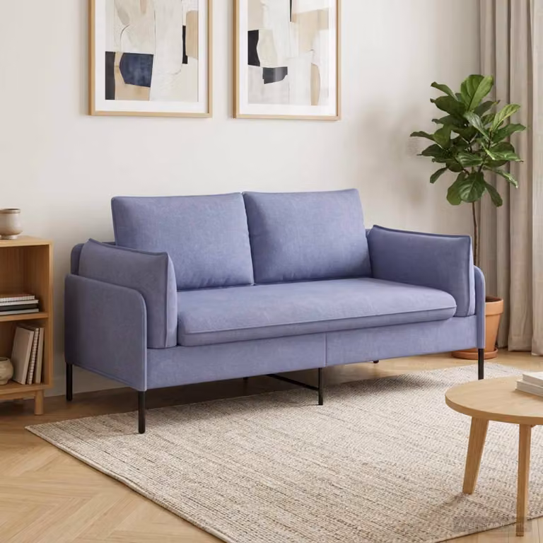 Divano a 2 posti moderno vidaXL in tessuto blu con coperture rimovibili L: 188 cm, P: 81 cm, H: 89 cm