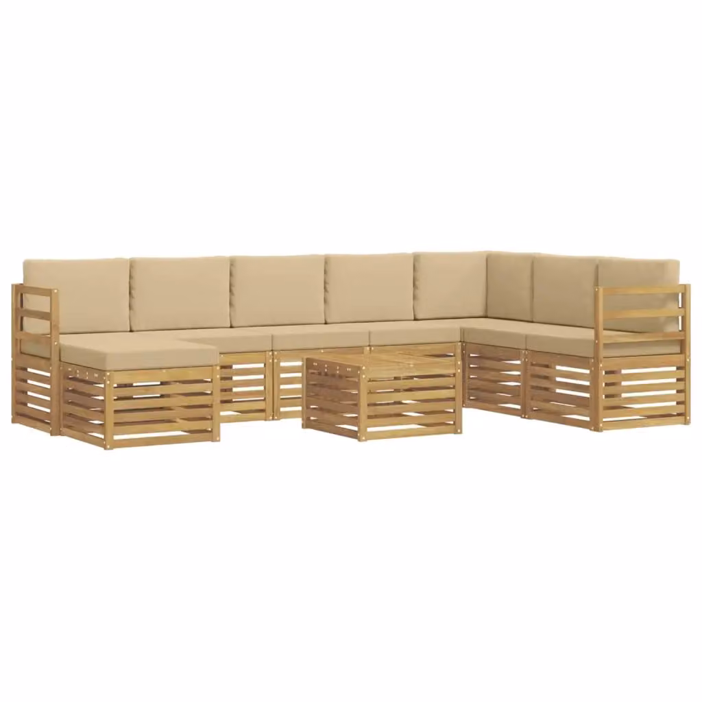 Set di divani ad angolo vidaXL in legno di acacia massello con cuscini beige per giardino e terrazzo – 2