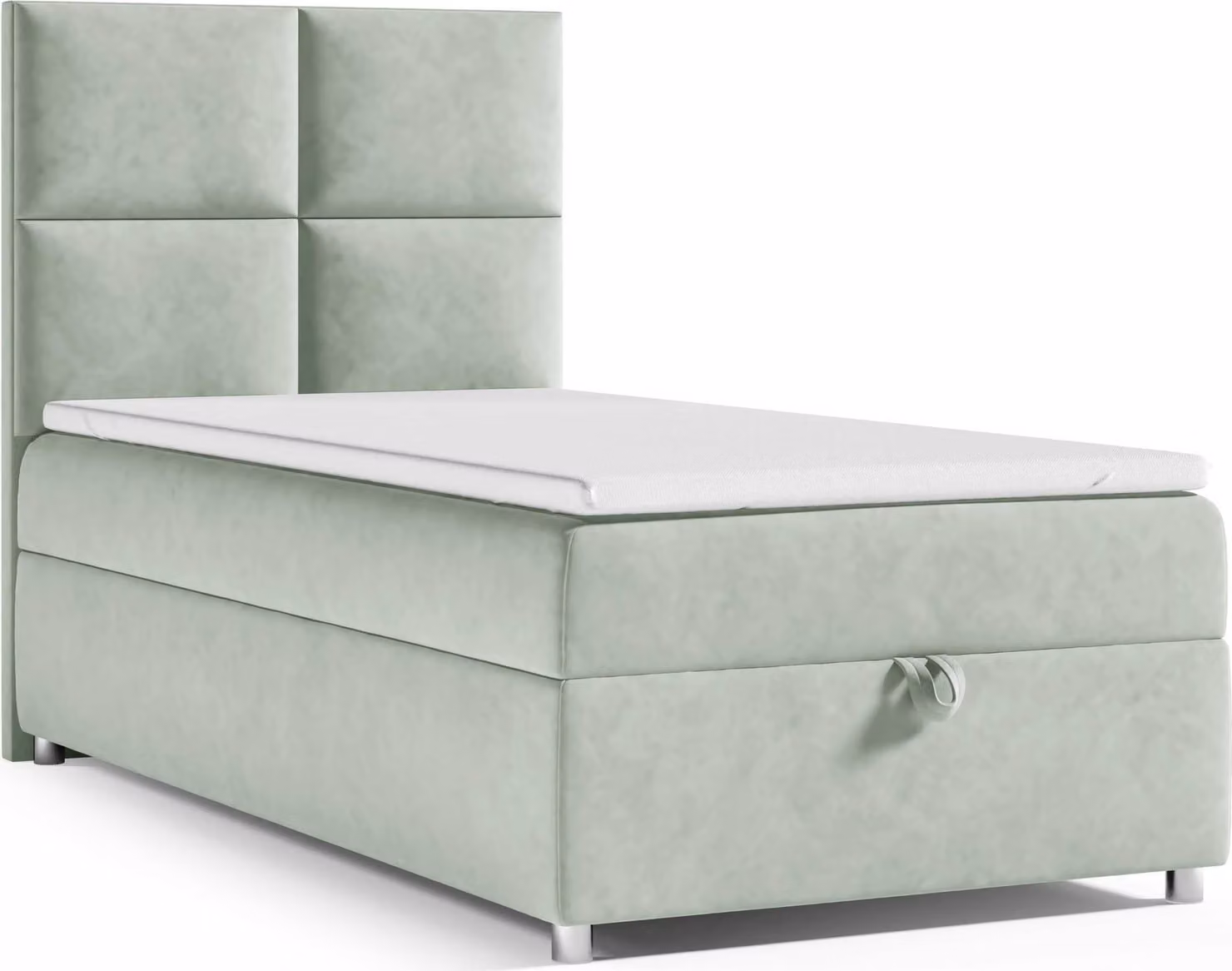 Best for Home Letto boxspring con contenitore Trinity K2-SINGLE 100x200 Materasso a molle Bonell incl. topper – Verde menta