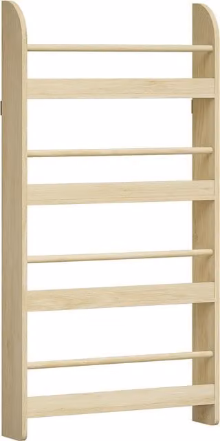 Libreria da parete HOMCOM con 4 ripiani in legno per casa e ufficio, L: 59 cm, P: 12 cm, H: 113 cm, colore naturale