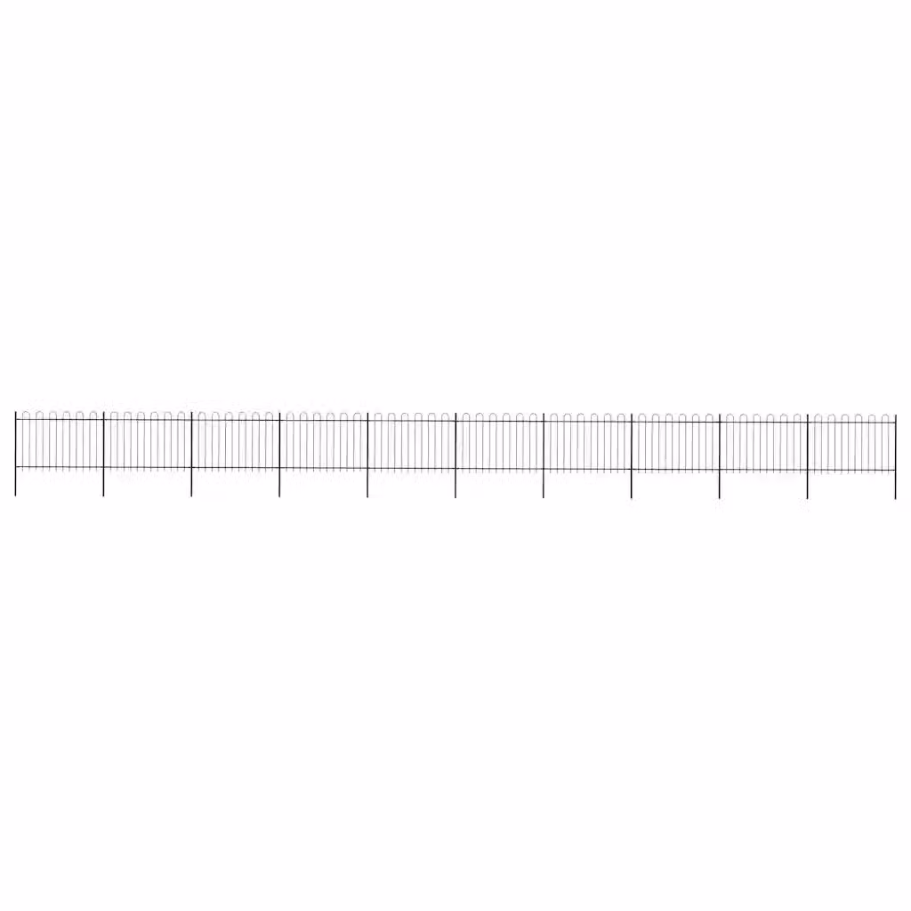 Recinzione da giardino vidaXL in acciaio con parte superiore ad anello, colore nero, L: 1673 cm, H: 120 cm